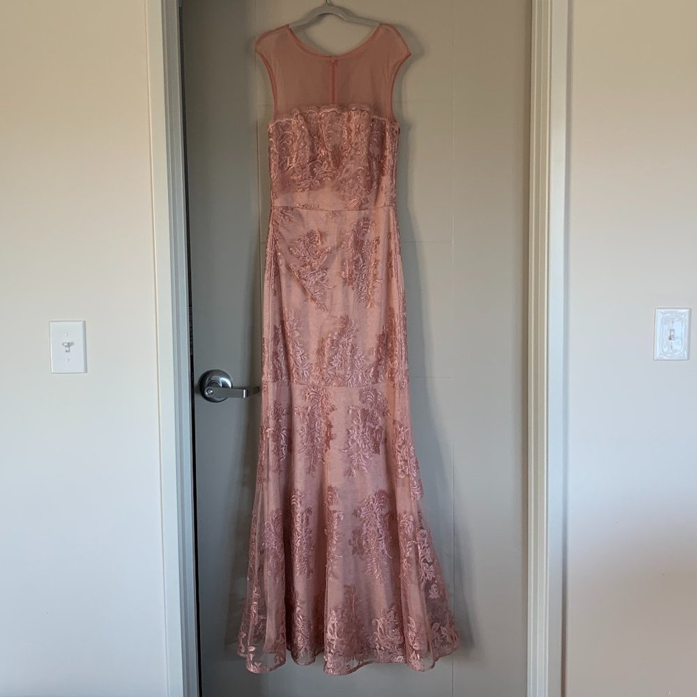 David Meister size 4 rose dust lace evening dress
